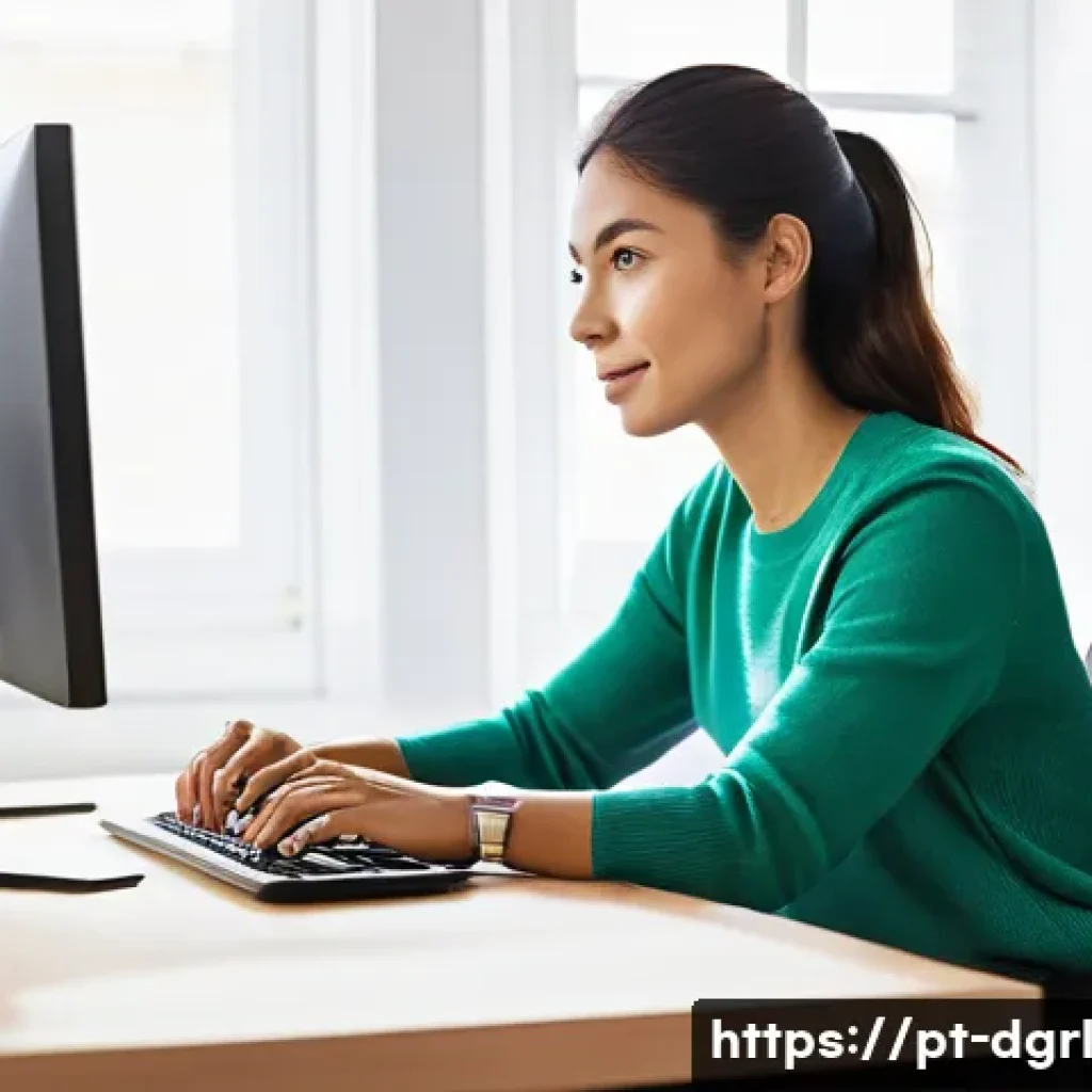 디지털 페인 관리의 성공을 위한 체크리스트 - **Prompt:** "A brightly lit, modern home office setup, showcasing a female professional (mid-30s, we...